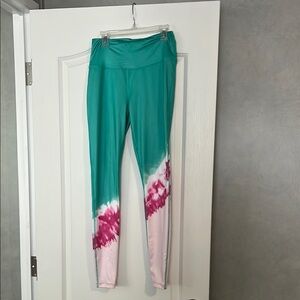 Teal and Pink Tie-Dye Leggings